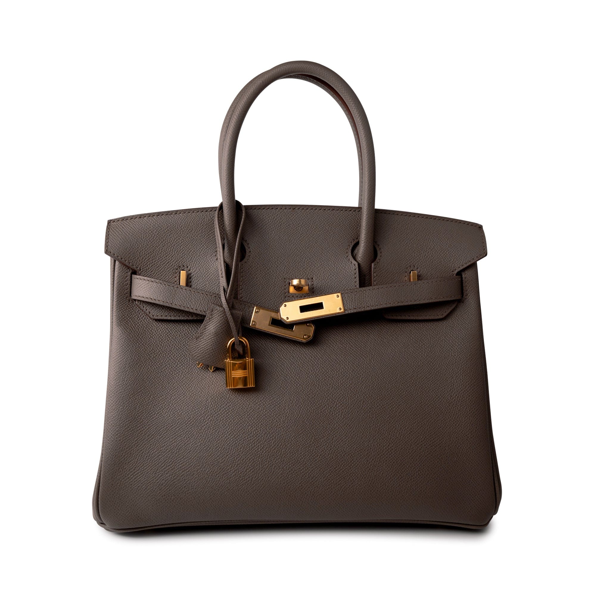 Hermes Handbag Brown Birkin 30 Etain (Greige) Veau Epsom Leather Gold Plated Hardware A Stamp -Knockoff
