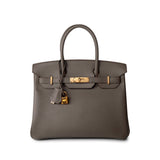 Hermes Handbag Brown Birkin 30 Etain (Greige) Veau Epsom Leather Gold Plated Hardware A Stamp -Knockoff
