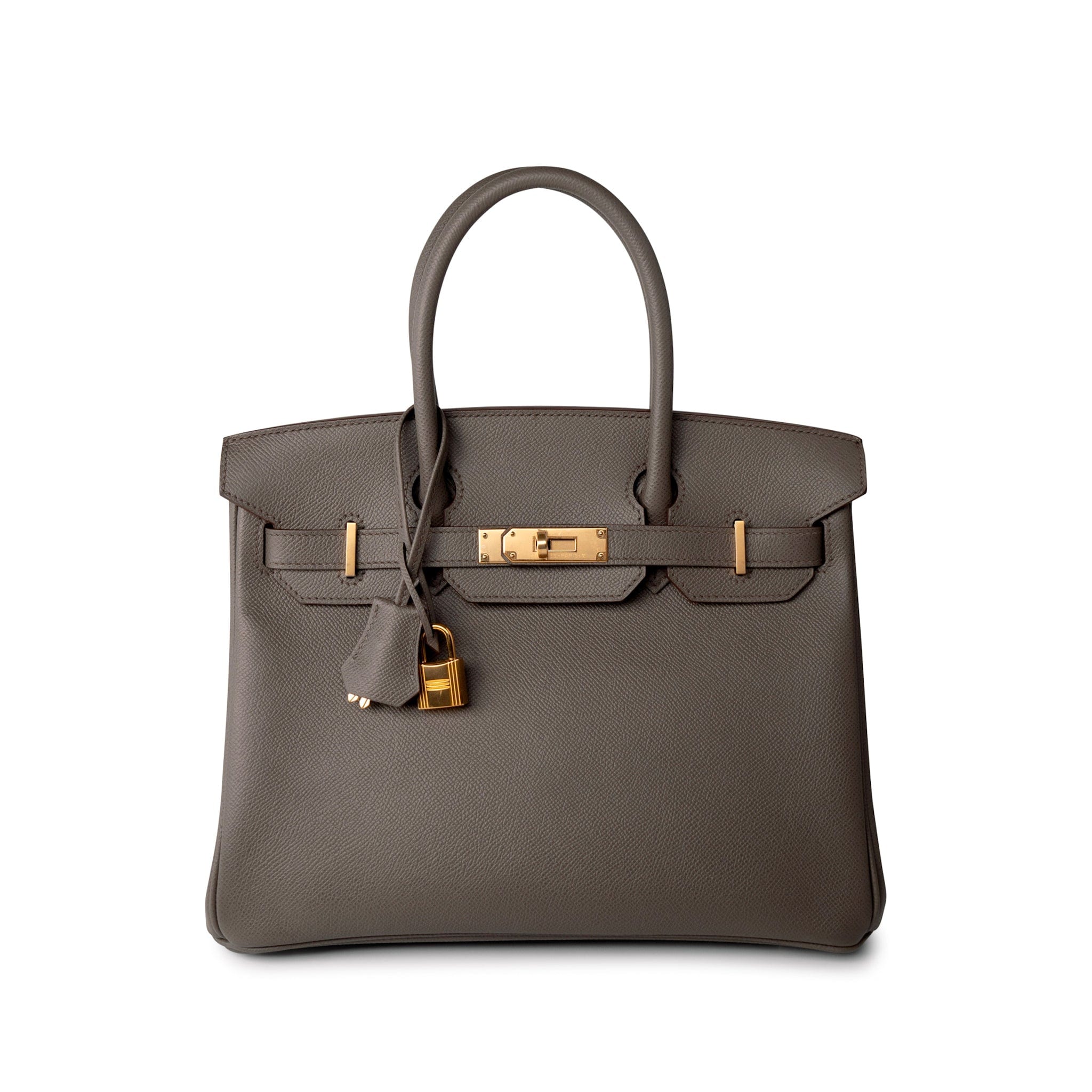 Hermes Handbag Brown Birkin 30 Etain (Greige) Veau Epsom Leather Gold Plated Hardware A Stamp -Knockoff
