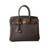 Hermes Handbag Brown Birkin 30 Etain (Greige) Veau Epsom Leather Gold Plated Hardware A Stamp -Knockoff
