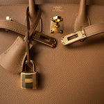 Hermes Handbag Brown Birkin Sellier 25 Biscuit Epsom Gold Plated Z Stamp -Knockoff
