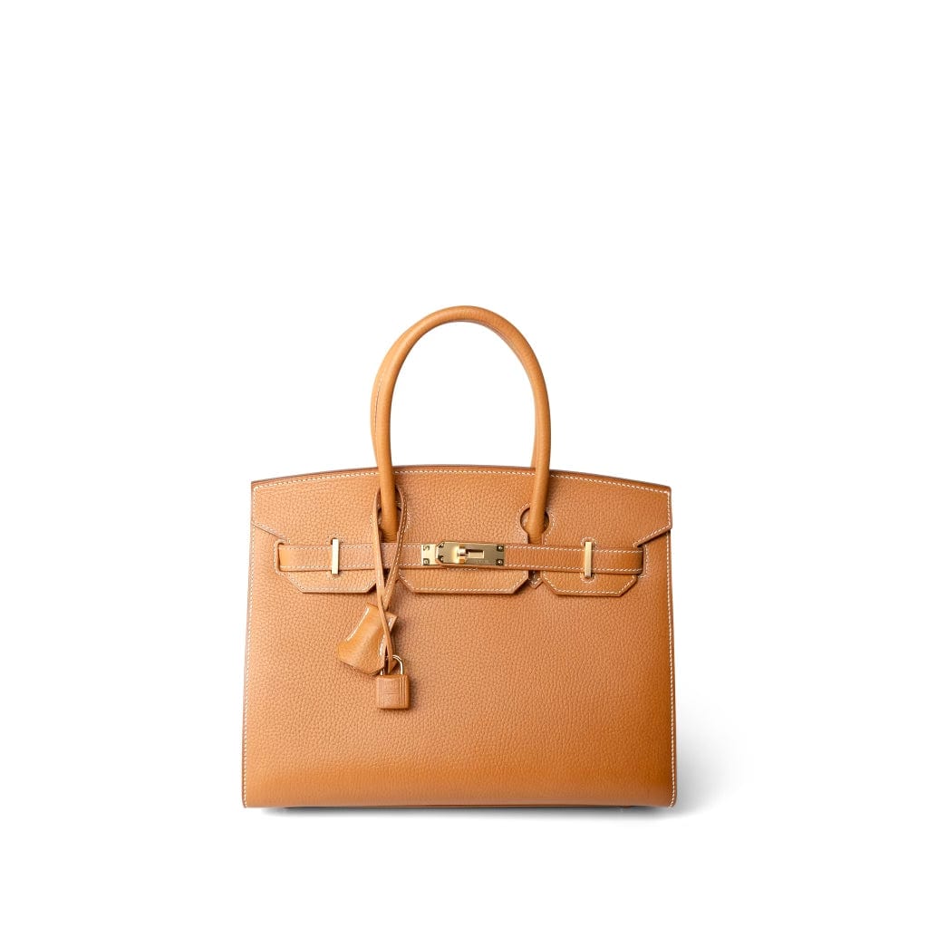 Hermes Handbag Brown Birkin Sellier 30 Natural Sable Vache Naturelle Grainée Gold Plated D Stamp -Knockoff
