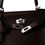 Hermes Handbag Brown Kelly 25 Ebene Barenia Faubourg Palladium Plated U Stamp -Knockoff
