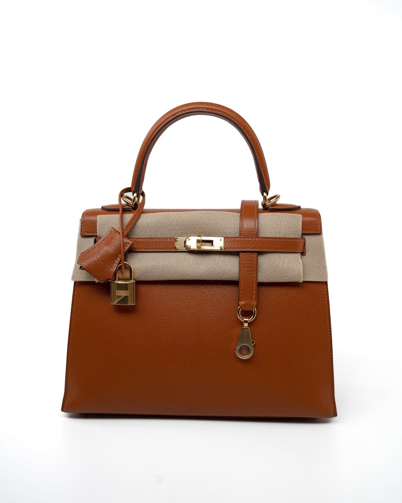 Hermes Handbag Brown Kelly 25 Pain d’Epice Chèvre Mysore Goatskin Gold Plated Hardware Y Stamp -Knockoff
