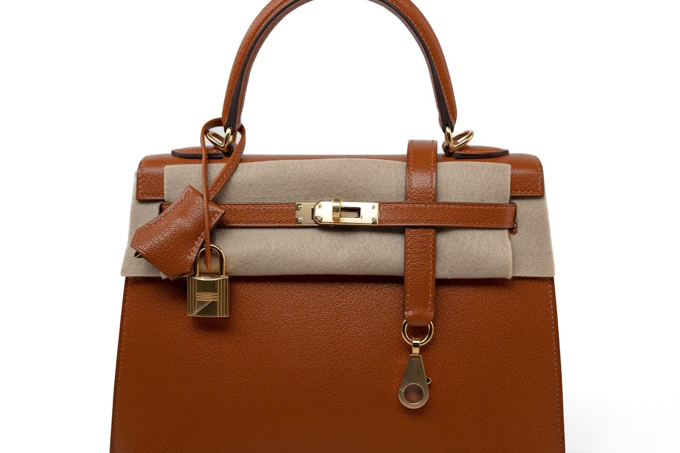 Hermes Handbag Brown Kelly 25 Pain d’Epice Chèvre Mysore Goatskin Gold Plated Hardware Y Stamp -Knockoff
