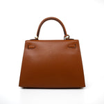 Hermes Handbag Brown Kelly 25 Pain d’Epice Chèvre Mysore Goatskin Gold Plated Hardware Y Stamp -Knockoff
