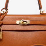 Hermes Handbag Brown Kelly 25 Pain d’Epice Chèvre Mysore Goatskin Gold Plated Hardware Y Stamp -Knockoff
