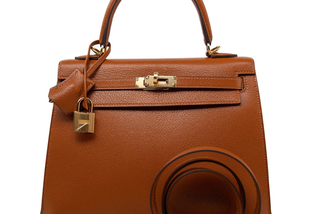 Hermes Handbag Brown Kelly 25 Pain d’Epice Chèvre Mysore Goatskin Gold Plated Hardware Y Stamp -Knockoff
