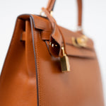 Hermes Handbag Brown Kelly 25 Pain d’Epice Chèvre Mysore Goatskin Gold Plated Hardware Y Stamp -Knockoff
