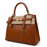 Hermes Handbag Brown Kelly 25 Pain d’Epice Chèvre Mysore Goatskin Gold Plated Hardware Y Stamp -Knockoff
