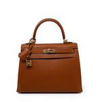 Hermes Handbag Brown Kelly 25 Pain d’Epice Chèvre Mysore Goatskin Gold Plated Hardware Y Stamp -Knockoff
