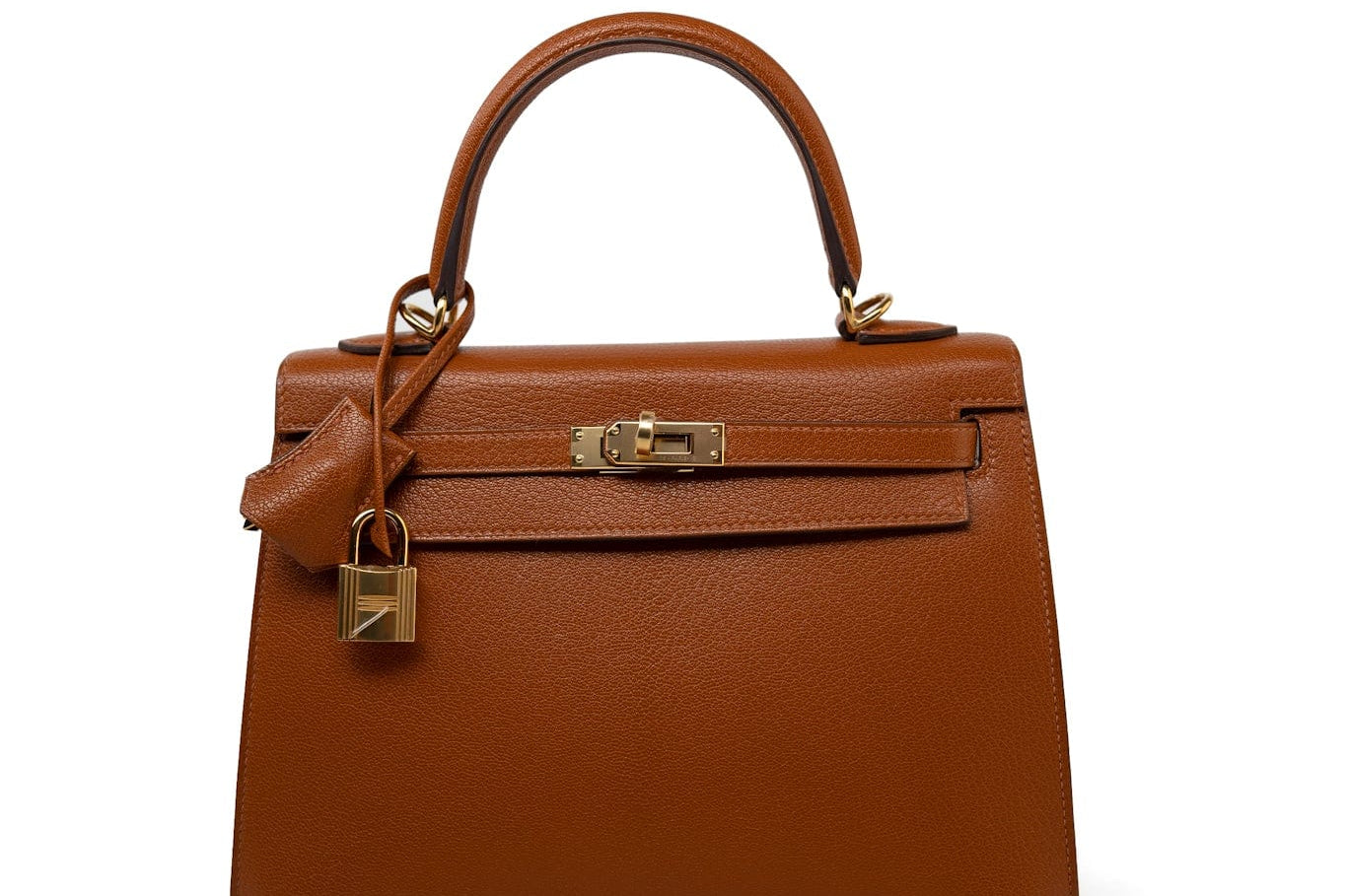 Hermes Handbag Brown Kelly 25 Pain d’Epice Chèvre Mysore Goatskin Gold Plated Hardware Y Stamp -Knockoff
