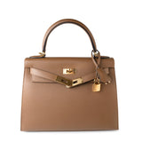 Hermes Handbag Brown Kelly Sellier 28 Alezan Veau Epsom Leather Gold Plated 2021 Z -Knockoff
