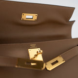 Hermes Handbag Brown Kelly Sellier 28 Alezan Veau Epsom Leather Gold Plated 2021 Z -Knockoff
