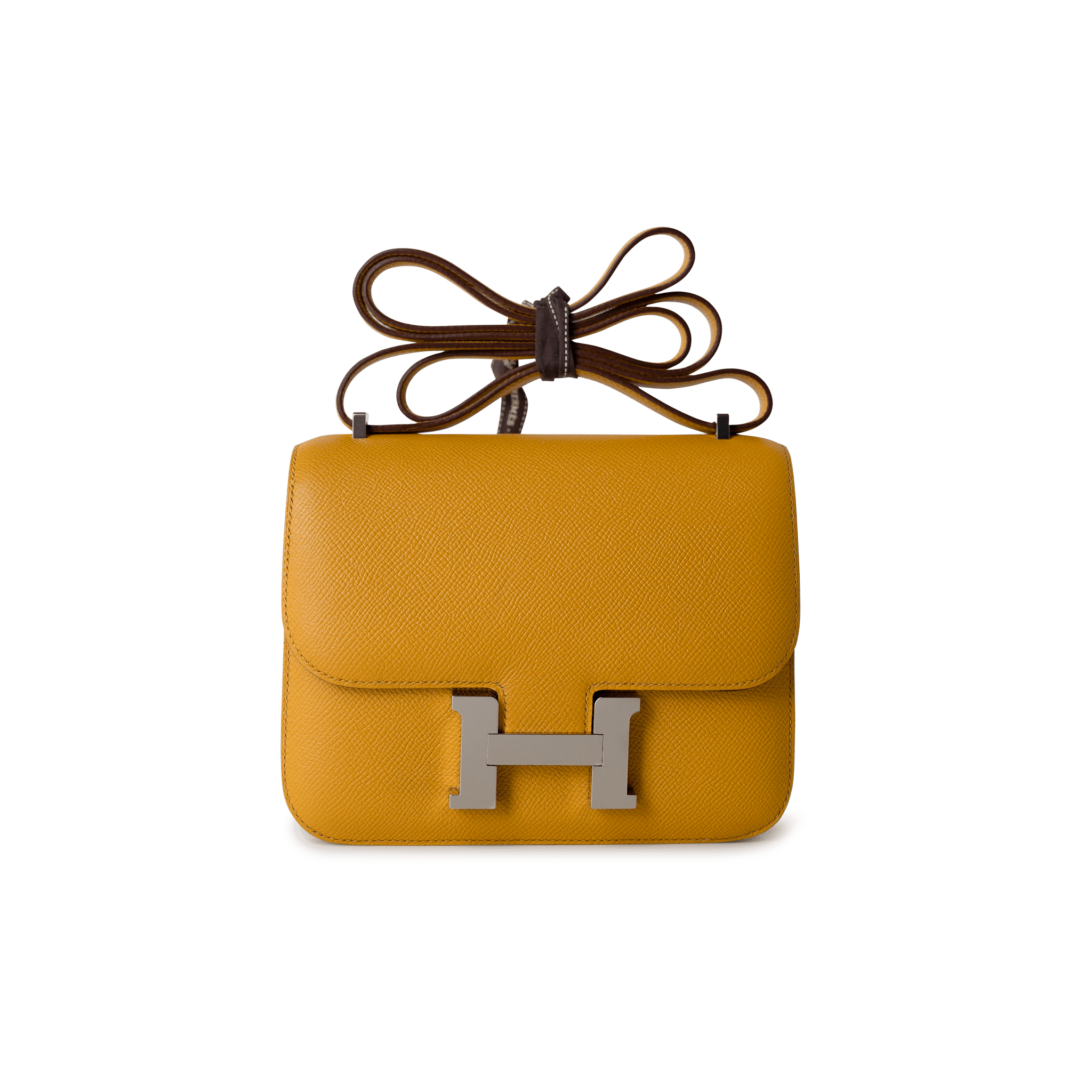 Hermes Handbag Constance / Yellow Hermes Constance 18 Jaune Ambre (Amber Yellow) Palladium Plated Hardware C Stamp -Knockoff
