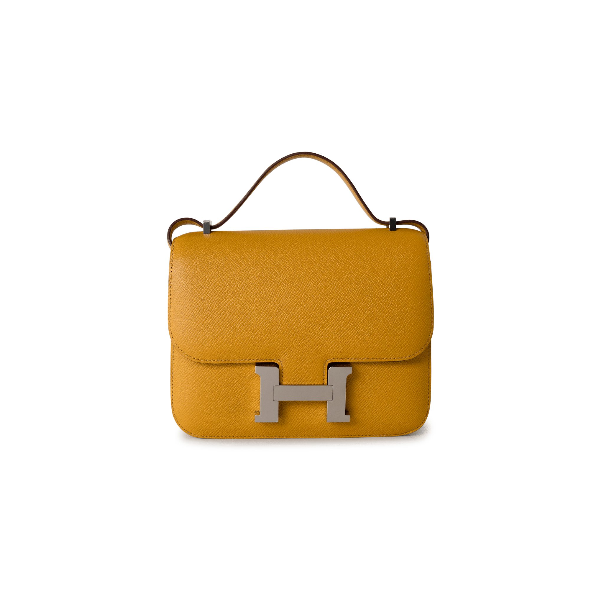 Hermes Handbag Constance / Yellow Hermes Constance 18 Jaune Ambre (Amber Yellow) Palladium Plated Hardware C Stamp -Knockoff
