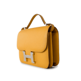 Hermes Handbag Constance / Yellow Hermes Constance 18 Jaune Ambre (Amber Yellow) Palladium Plated Hardware C Stamp -Knockoff
