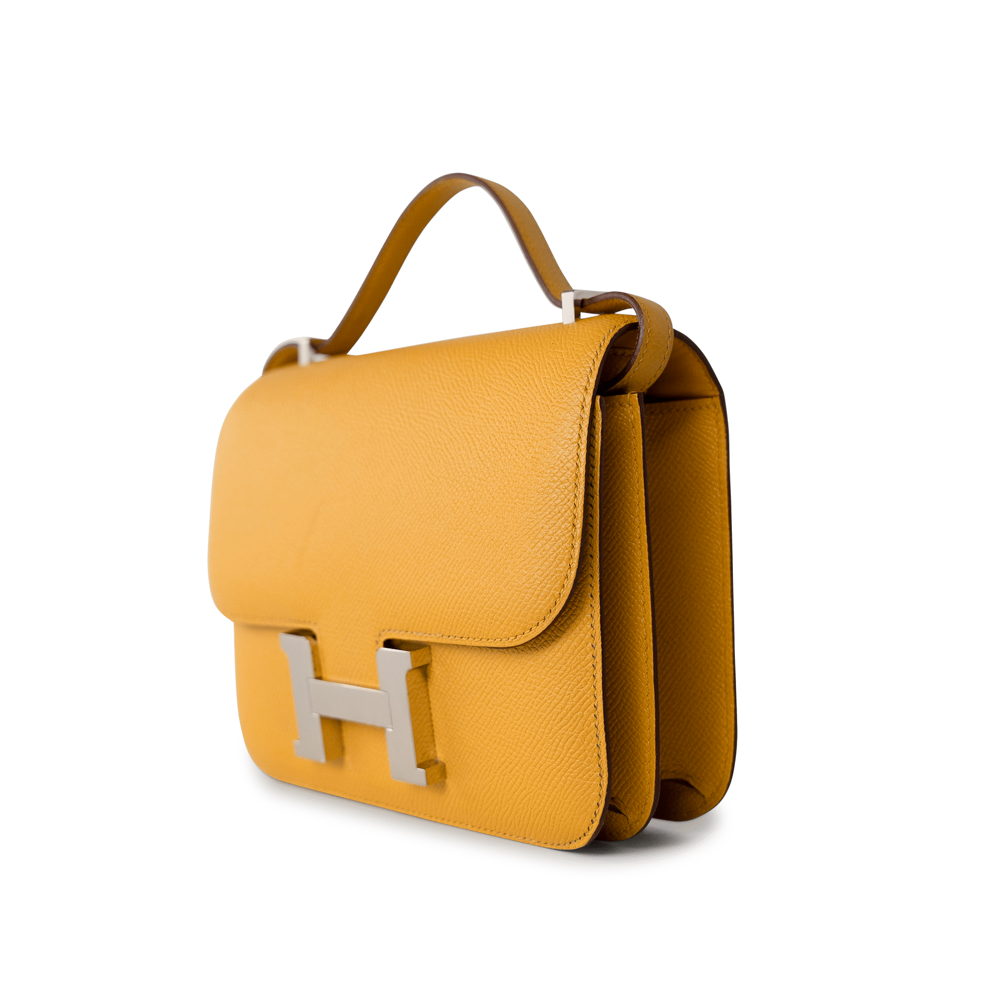 Hermes Handbag Constance / Yellow Hermes Constance 18 Jaune Ambre (Amber Yellow) Palladium Plated Hardware C Stamp -Knockoff
