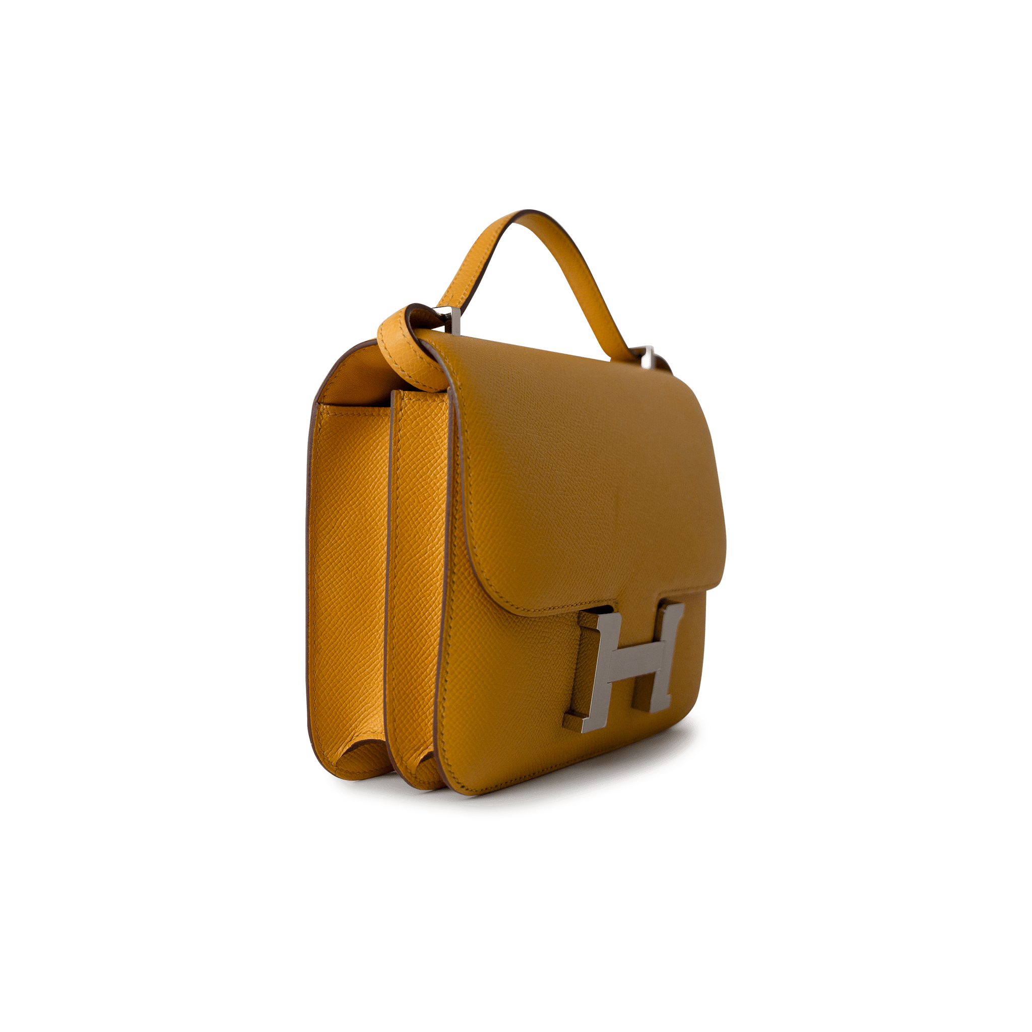 Hermes Handbag Constance / Yellow Hermes Constance 18 Jaune Ambre (Amber Yellow) Palladium Plated Hardware C Stamp -Knockoff
