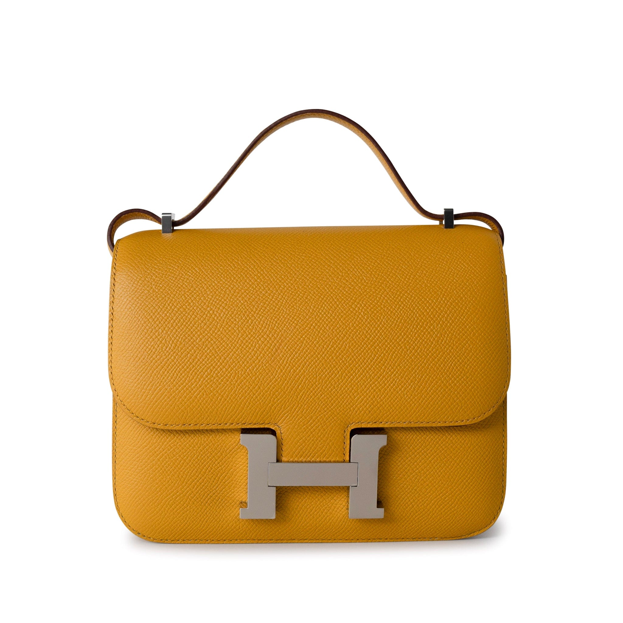 Hermes Handbag Constance / Yellow Hermes Constance 18 Jaune Ambre (Amber Yellow) Palladium Plated Hardware C Stamp -Knockoff
