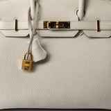 Hermes Handbag Cream Birkin 30 Beton Veau Togo Leather Gold Plated U Stamp 2022 -Knockoff
