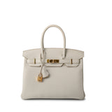 Hermes Handbag Cream Birkin 30 Beton Veau Togo Leather Gold Plated U Stamp 2022 -Knockoff
