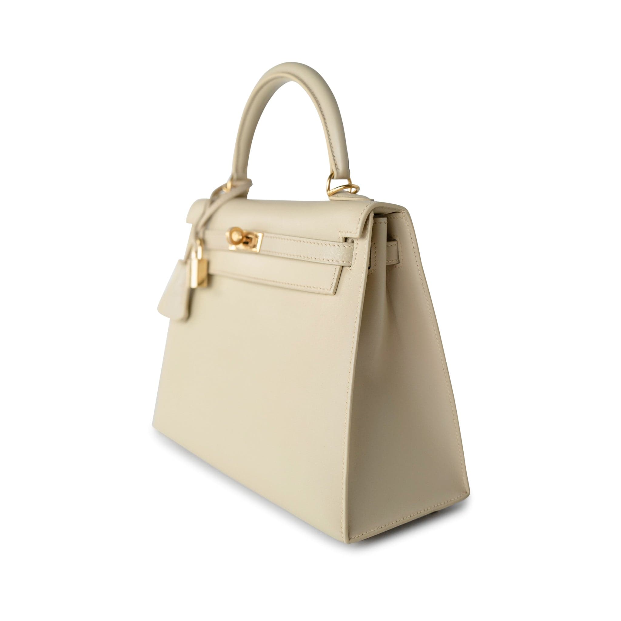 Hermes Handbag Cream Vintage Kelly 25 Sellier Parchemin / Light Beige Box Calfksin E Square Stamp -Knockoff
