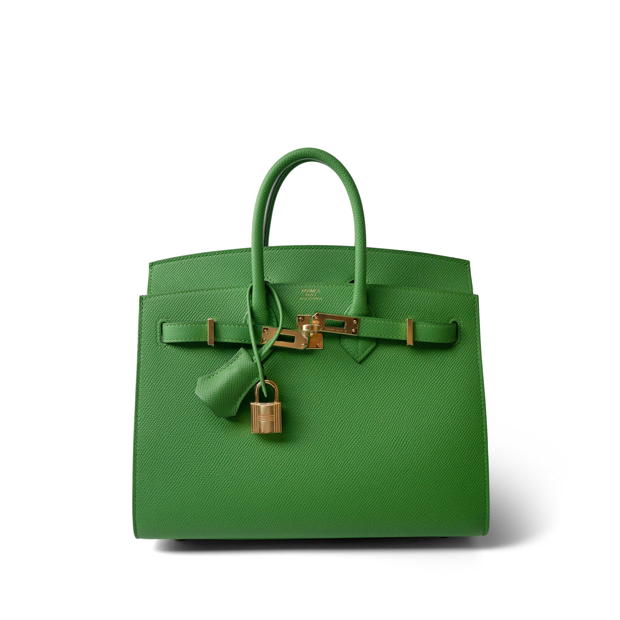 Hermes Handbag Green Birkin 25 Sellier Vert Yucca Epsom Gold Plated B Stamp -Knockoff
