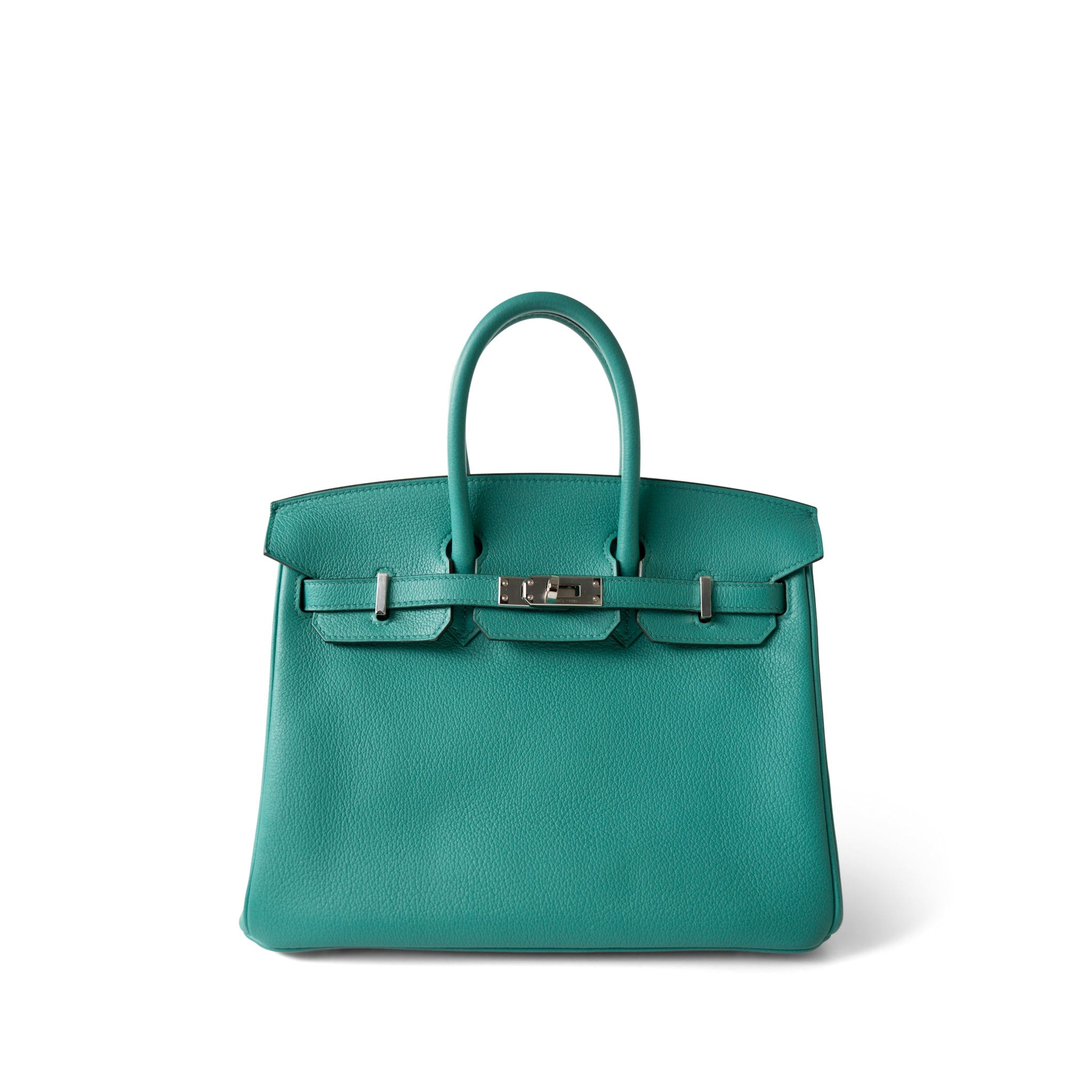 Hermes Handbag Green Birkin 25 Vert Verone / Rose Lipstick Taurillon Novillo Palladium Plated Y Stamp -Knockoff
