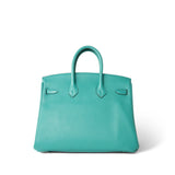 Hermes Handbag Green Birkin 25 Vert Verone / Rose Lipstick Taurillon Novillo Palladium Plated Y Stamp -Knockoff
