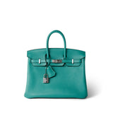 Hermes Handbag Green Birkin 25 Vert Verone / Rose Lipstick Taurillon Novillo Palladium Plated Y Stamp -Knockoff
