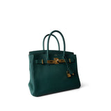 Hermes Handbag Green Birkin 30 Malachite Togo Gold Plated C Stamp -Knockoff
