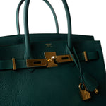 Hermes Handbag Green Birkin 30 Malachite Togo Gold Plated C Stamp -Knockoff
