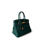 Hermes Handbag Green Birkin 30 Malachite Togo Gold Plated C Stamp -Knockoff
