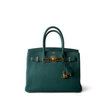 Hermes Handbag Green Birkin 30 Malachite Togo Gold Plated C Stamp -Knockoff
