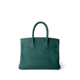 Hermes Handbag Green Birkin 30 Malachite Togo Gold Plated C Stamp -Knockoff
