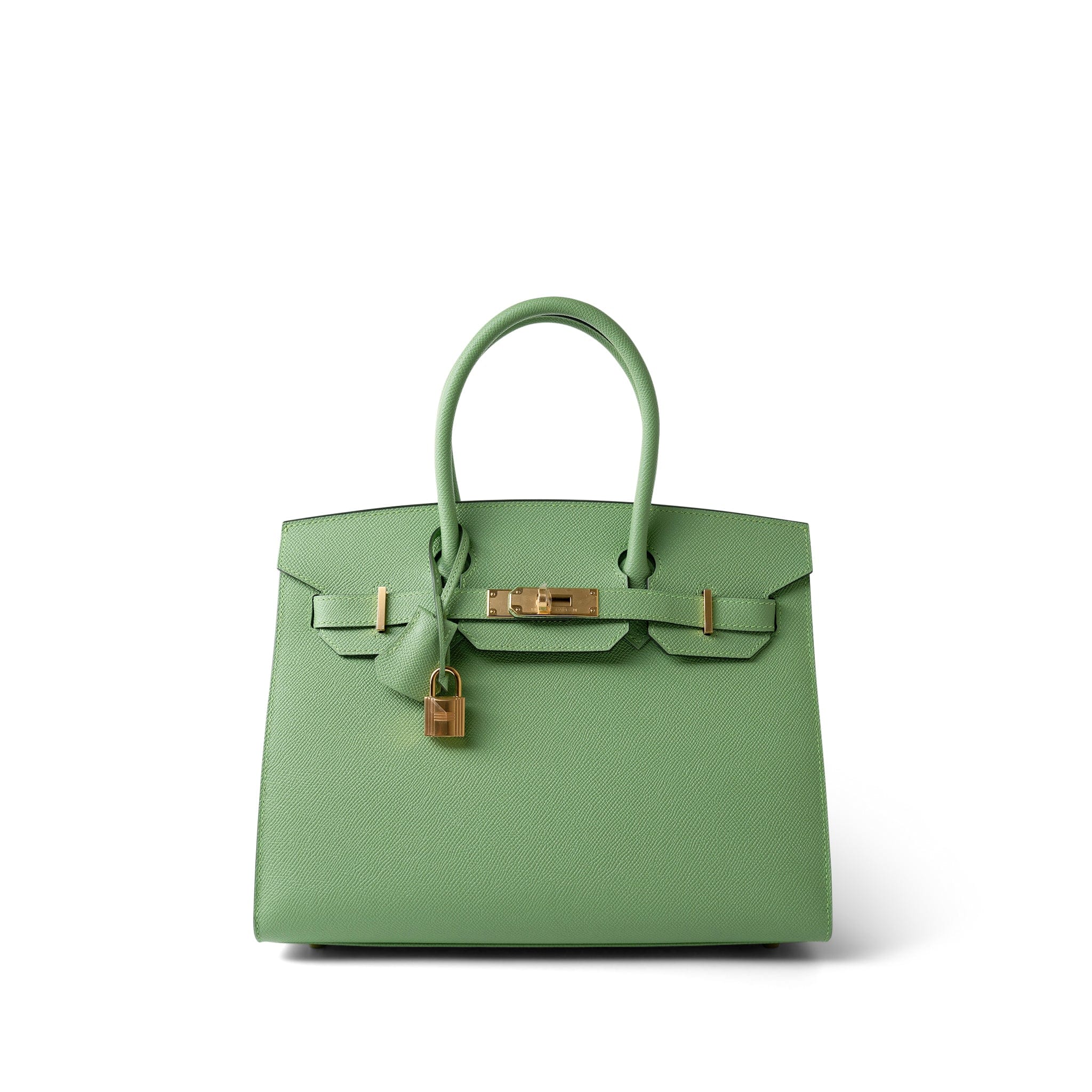 Hermes Handbag Green Birkin Sellier 30 Vert Criquet Epsom Gold Plated Y Stamp -Knockoff
