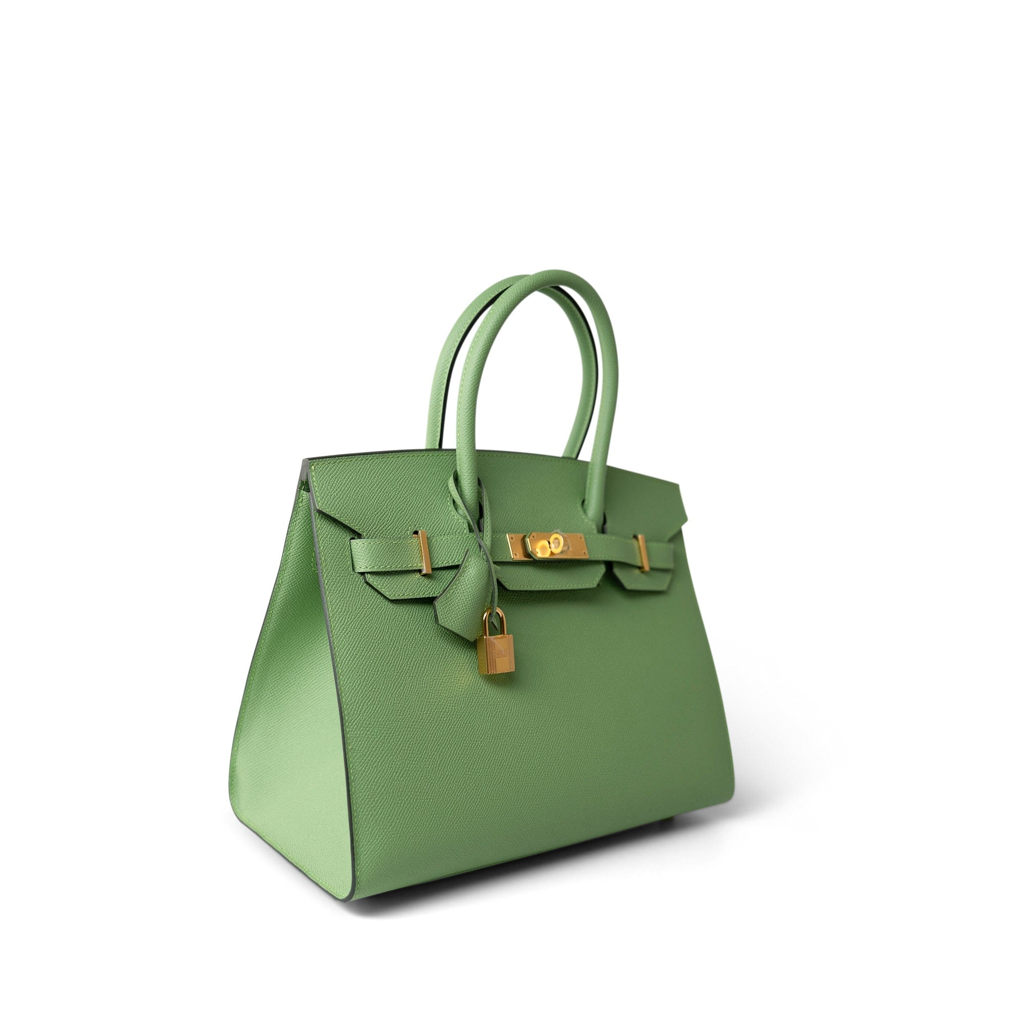 Hermes Handbag Green Birkin Sellier 30 Vert Criquet Epsom Gold Plated Y Stamp -Knockoff
