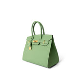 Hermes Handbag Green Birkin Sellier 30 Vert Criquet Epsom Gold Plated Y Stamp -Knockoff
