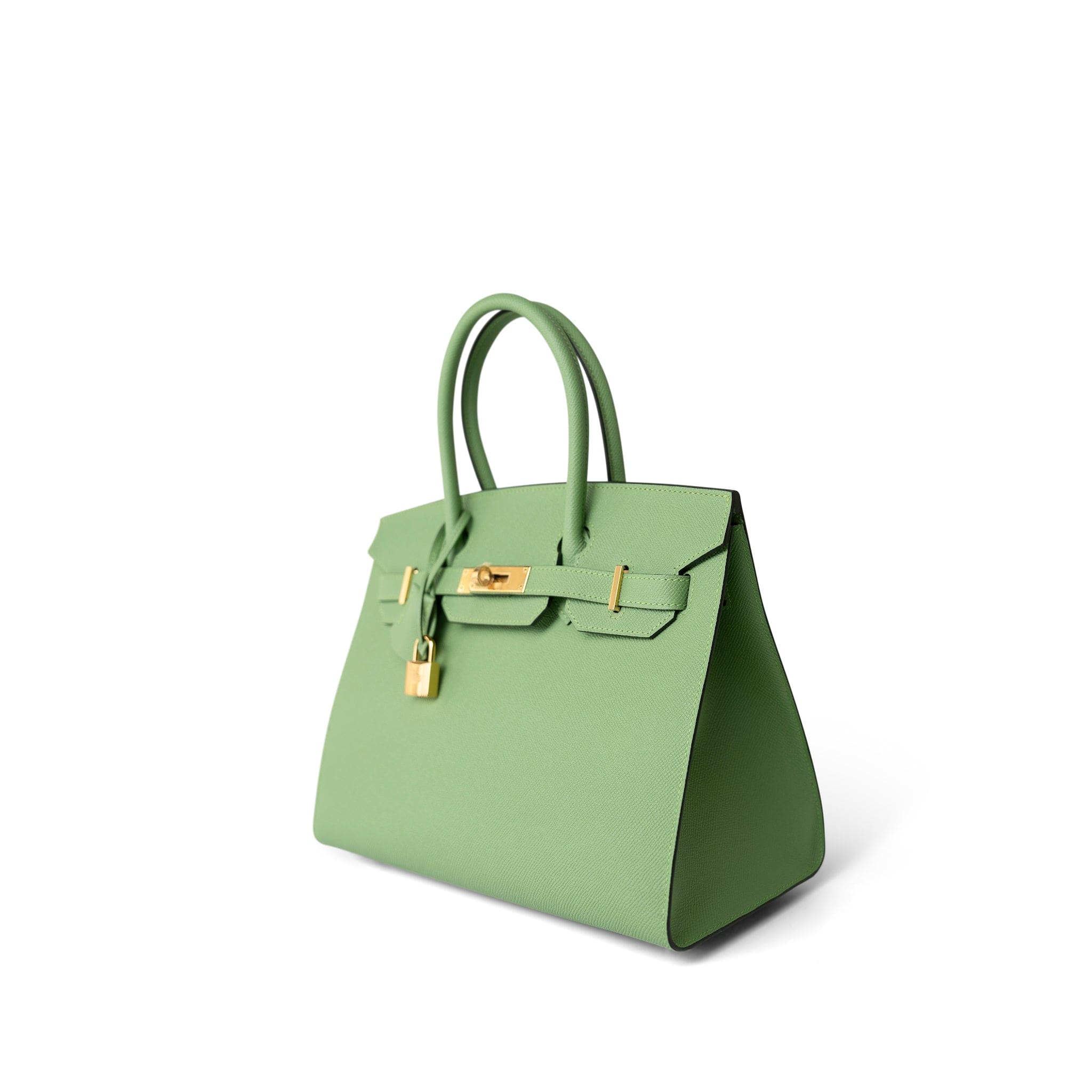 Hermes Handbag Green Birkin Sellier 30 Vert Criquet Epsom Gold Plated Y Stamp -Knockoff
