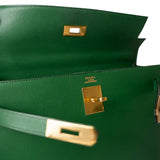 Hermes Handbag Green Kelly Sellier 32 Green Courchevel Gold Plated (U) Stamp -Knockoff
