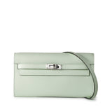 Hermes Handbag Green Kelly Wallet To Go Vert Fizz Epsom Palladium Plated B Stamp -Knockoff
