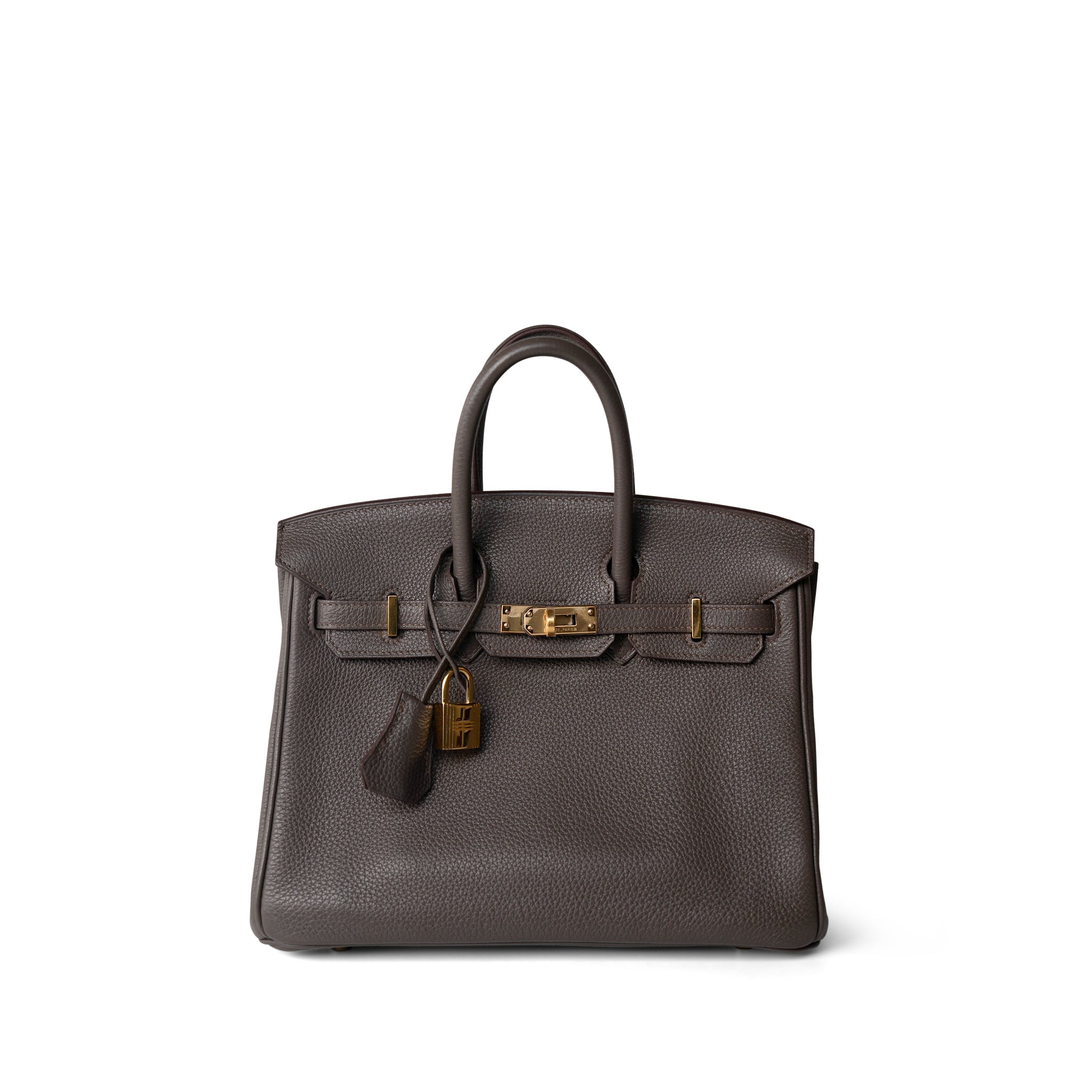 Hermes Handbag Grey (Sold) Birkin 25 Etain Clemence Gold Plated O Square Stamp -Knockoff
