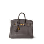 Hermes Handbag Grey (Sold) Birkin 25 Etain Clemence Gold Plated O Square Stamp -Knockoff
