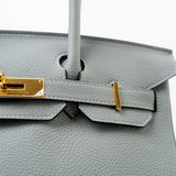 Hermes Handbag Hermes Birkin 30 Togo Blue Glacier Gold Plated -Knockoff
