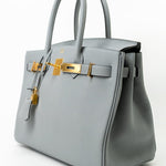 Hermes Handbag Hermes Birkin 30 Togo Blue Glacier Gold Plated -Knockoff
