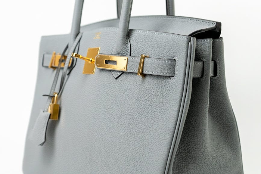 Hermes Handbag Hermes Birkin 30 Togo Blue Glacier Gold Plated -Knockoff
