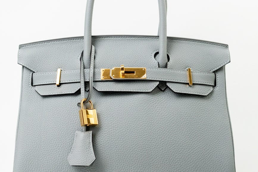 Hermes Handbag Hermes Birkin 30 Togo Blue Glacier Gold Plated -Knockoff
