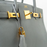 Hermes Handbag Hermes Birkin 30 Togo Blue Glacier Gold Plated -Knockoff
