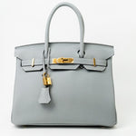 Hermes Handbag Hermes Birkin 30 Togo Blue Glacier Gold Plated -Knockoff
